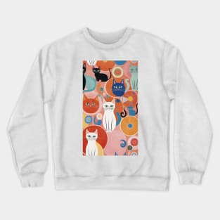 Hilma af Klint's Abstract Cat Reverie: Whimsical Harmony Crewneck Sweatshirt